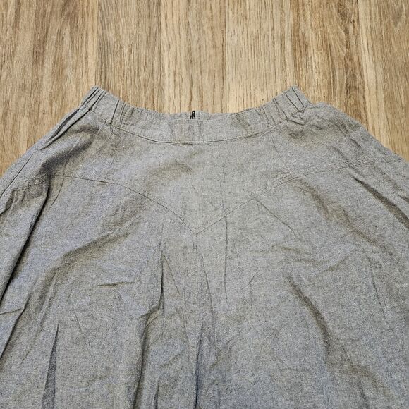 Vtg 1849 Authentic Ranchwear Skirt Womens M Chambray Elastic Waist Cowgirl Boho - Picture 2 of 9